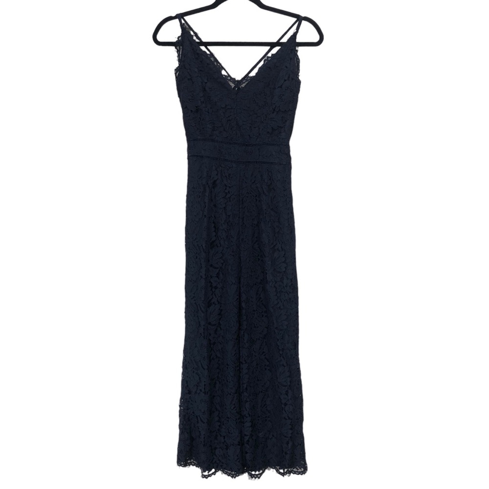 Navy Blue Lace Full Body Romper size Small - Picture 2 of 9